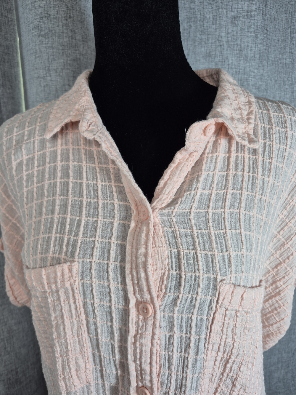 Wonderly XL Blush Pink Cotton Flax Gauze Button Up Shirt Relaxed Fit